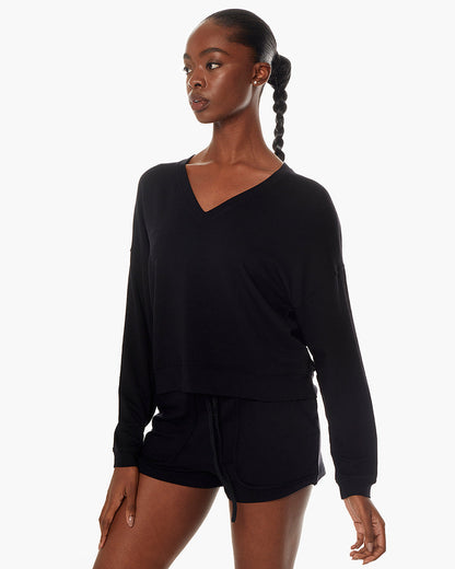 Matinée-de-Tennis-V-neck - Black  - TKEES