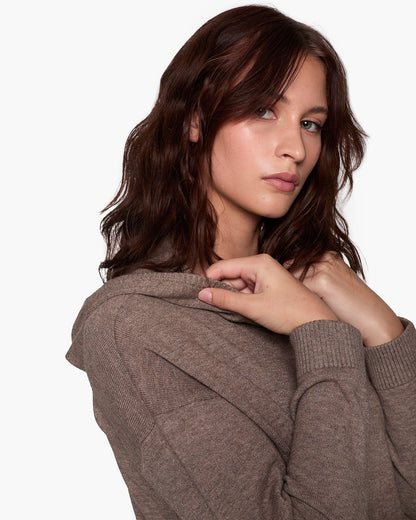 Sunday Sweater Hoodie - Heather Brown - TKEES