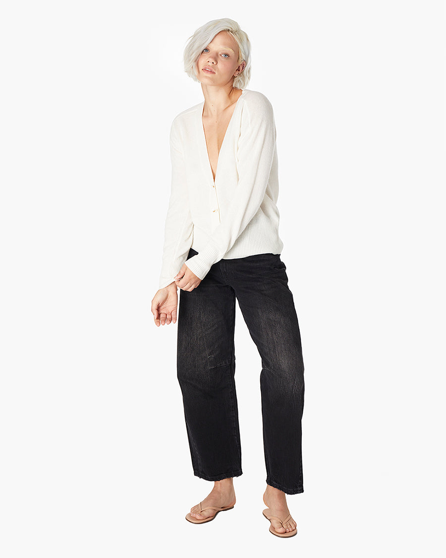 Cashmere V-Neck Cardigan  - TKEES