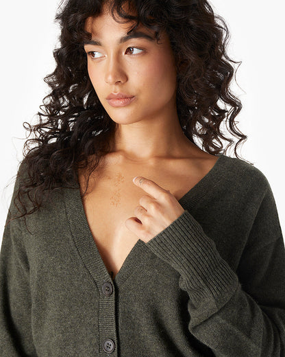 Cashmere V-Neck Cardigan  - TKEES