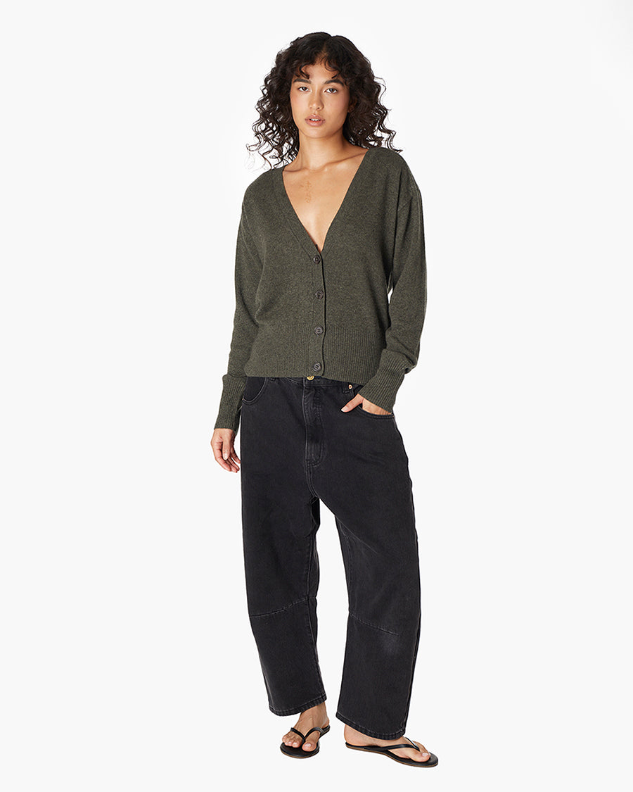 Cashmere V-Neck Cardigan  - TKEES