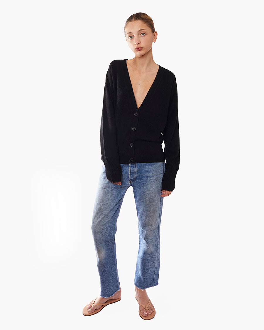 Cashmere V-Neck Cardigan  - TKEES