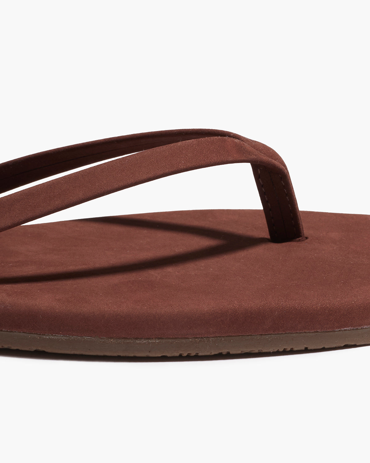 Square Toe Lily Suede Flip Flops in Bourbon - TKEES