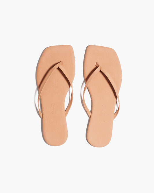 Square Toe Lily Suede Flip Flops in Pout - TKEES