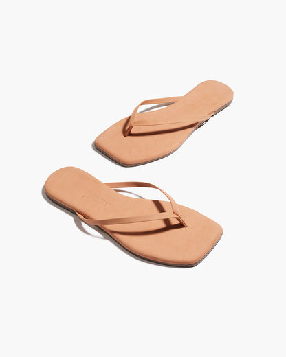Square Toe Lily Suede Flip Flops in Pout - TKEES