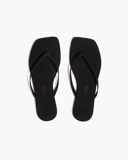 Square Toe Lily Suede Flip Flops in Sable - TKEES