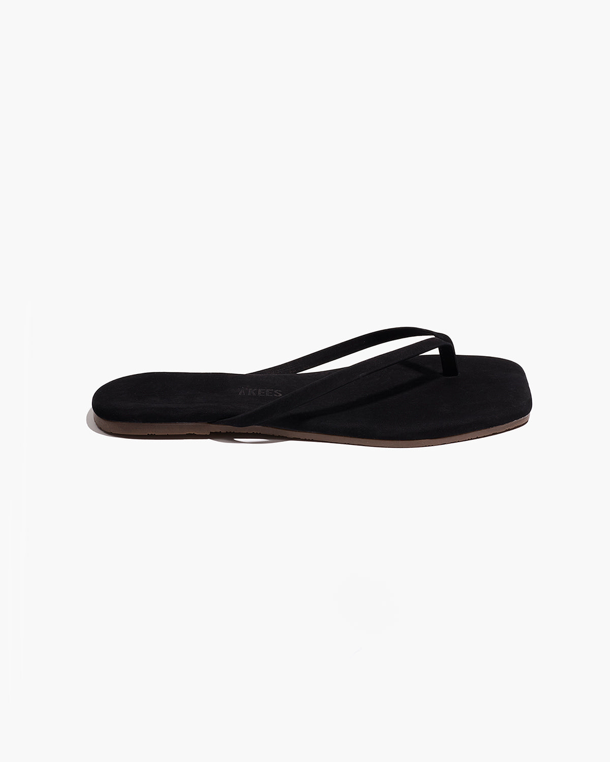Square Toe Lily Suede Flip Flops in Sable - TKEES