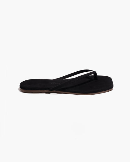 Square Toe Lily Suede Flip Flops in Sable - TKEES