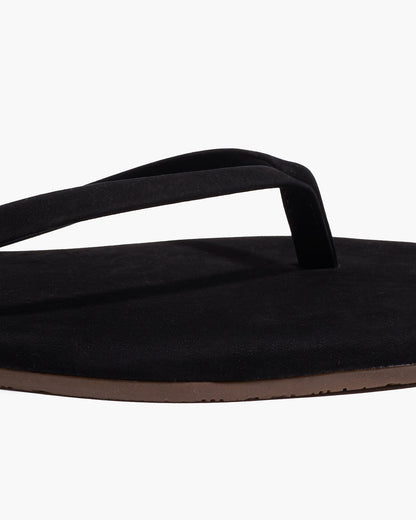 Square Toe Lily Suede Flip Flops in Sable - TKEES