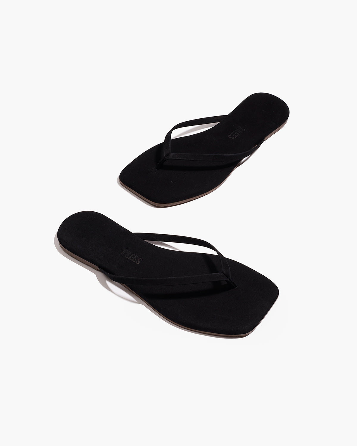 Square Toe Lily Suede Flip Flops in Sable - TKEES