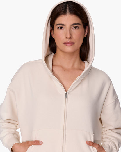 CloudSoft Zip Up Hoodie in Bone  - TKEES