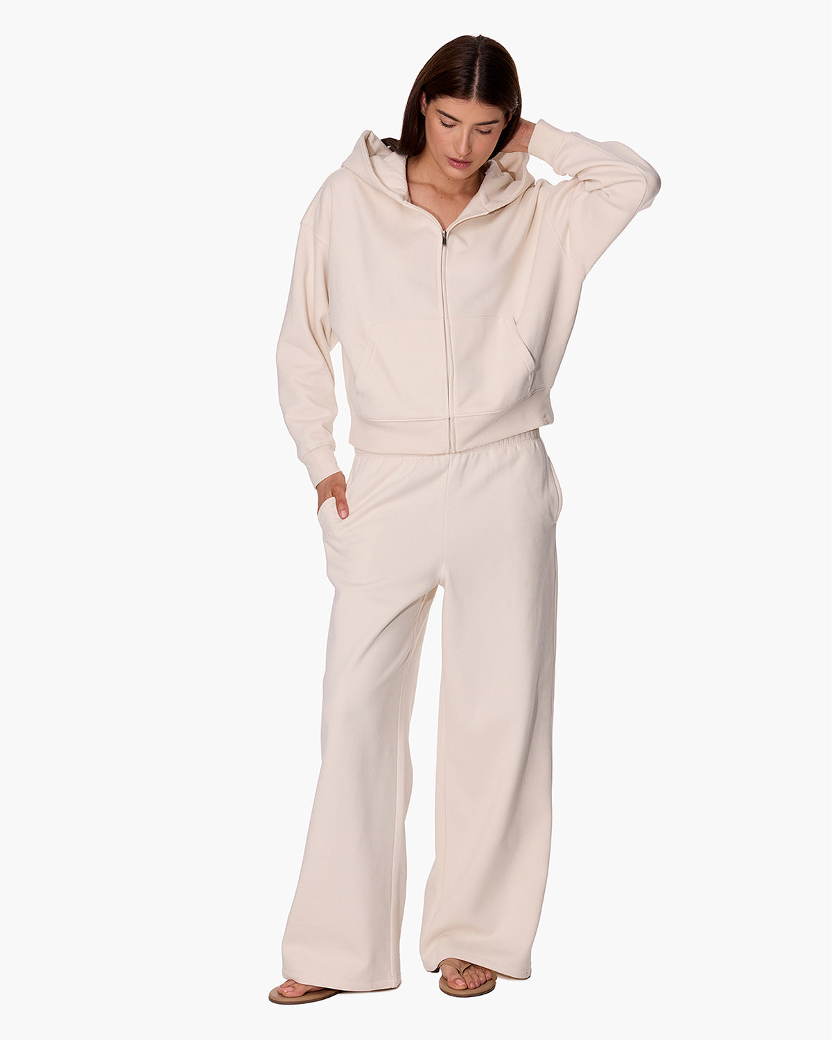 CloudSoft Zip Up Hoodie in Bone  - TKEES