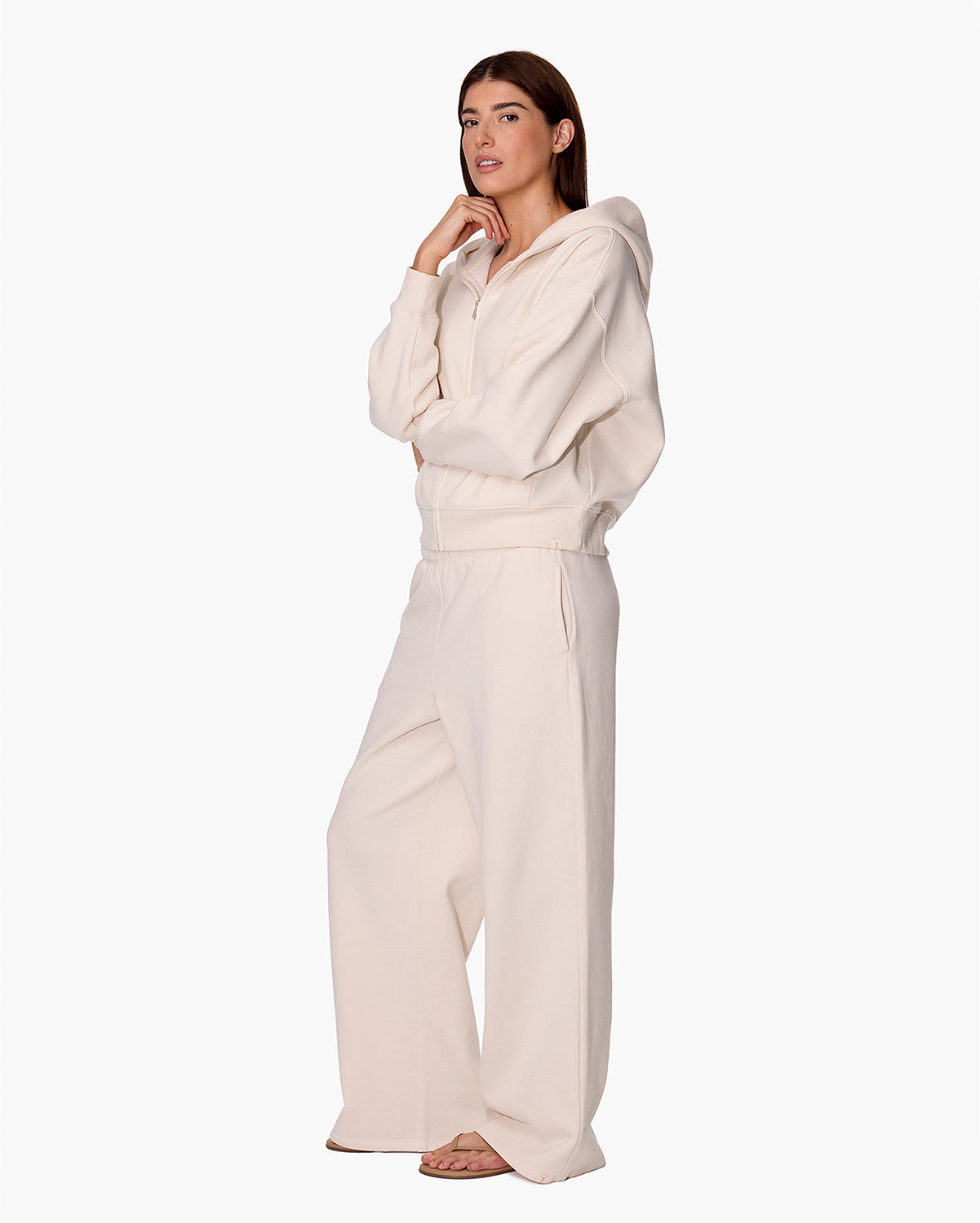 CloudSoft Zip Up Hoodie in Bone  - TKEES