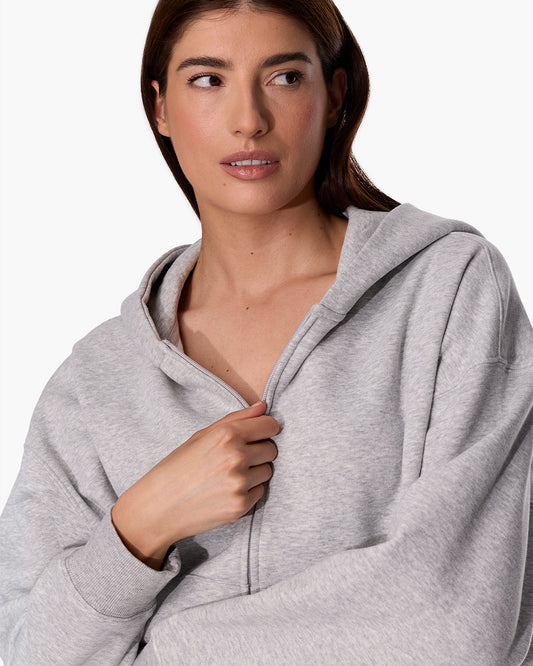 CloudSoft Zip Up Hoodie in Heather Grey  - TKEES