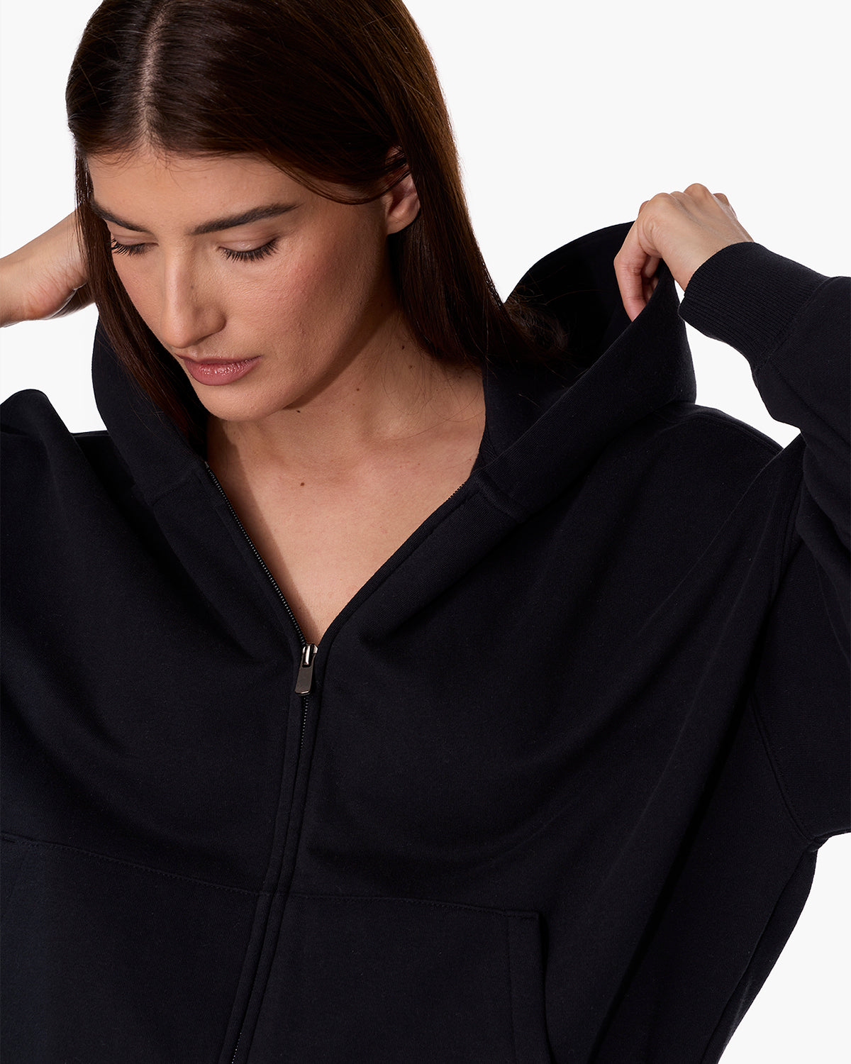 CloudSoft Zip Up Hoodie in Black  - TKEES