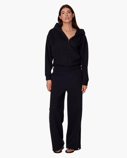 CloudSoft Zip Up Hoodie in Black  - TKEES