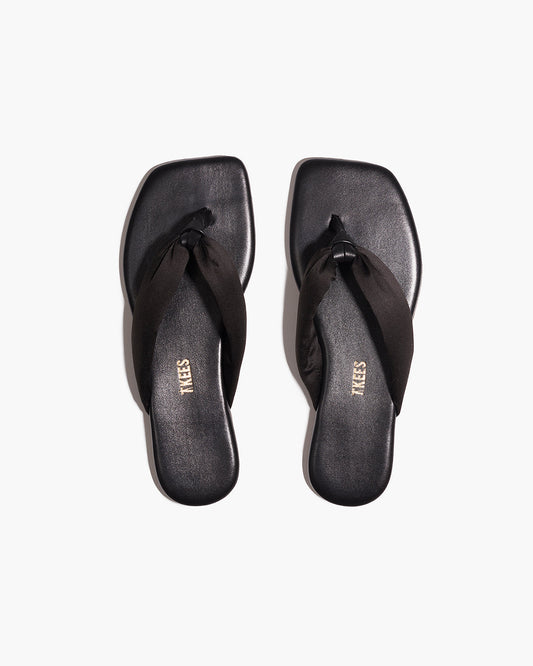 Lennon Leather Flip Flops in Sable - TKEES