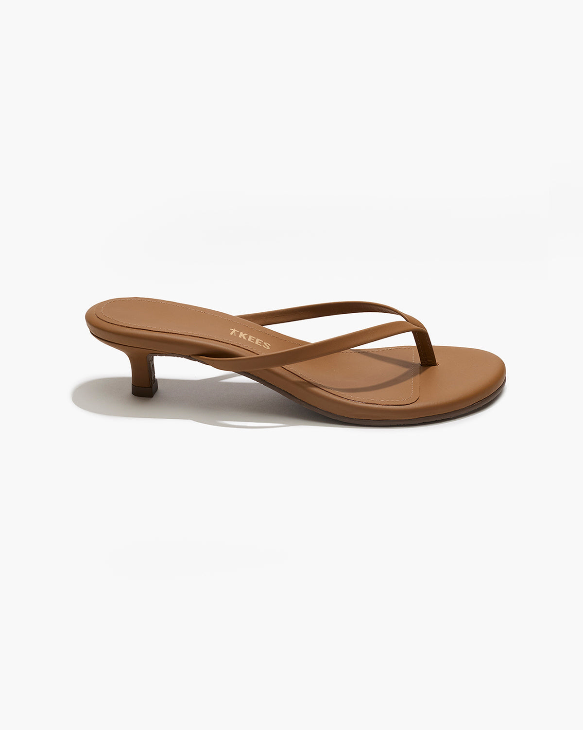 Julia Leather Flip Flops in Camel - TKEES