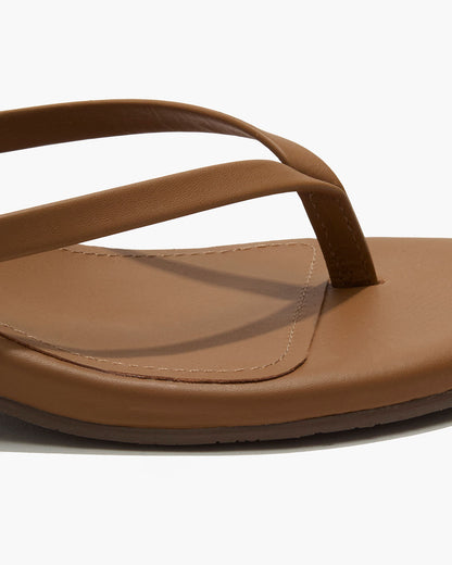 Julia Leather Flip Flops in Camel - TKEES