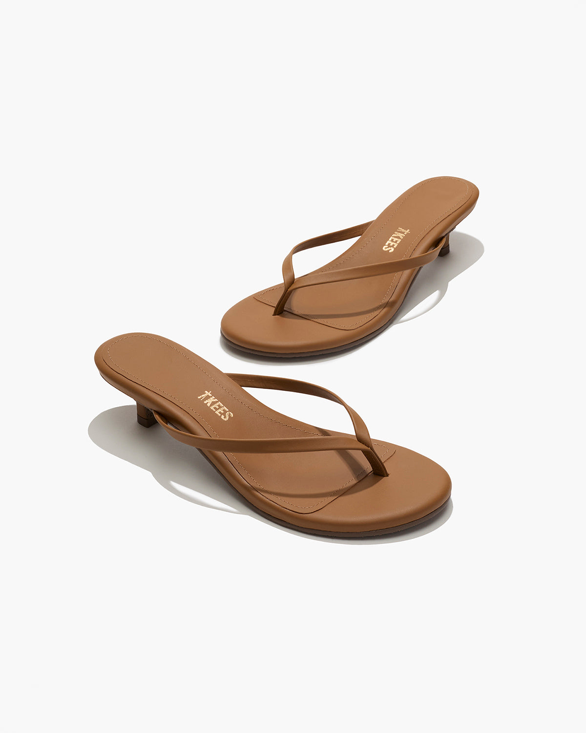 Julia Leather Flip Flops in Camel - TKEES