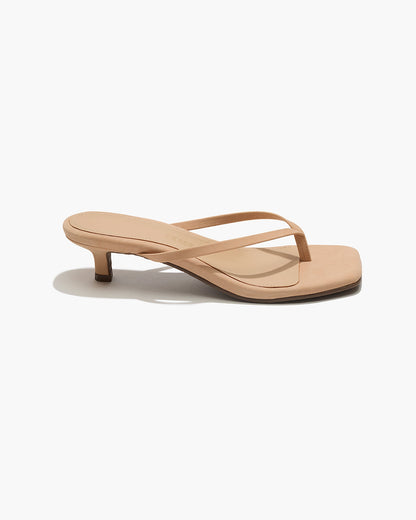 Square Toe Julia Suede Flip Flops in Sunkissed - TKEES