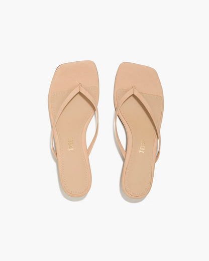 Square Toe Julia Suede Flip Flops in Sunkissed - TKEES