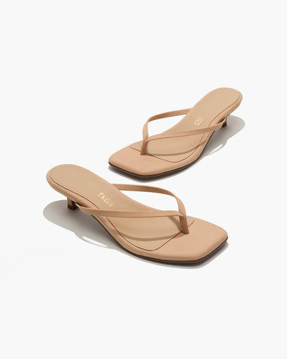 Square Toe Julia Suede Flip Flops in Sunkissed - TKEES