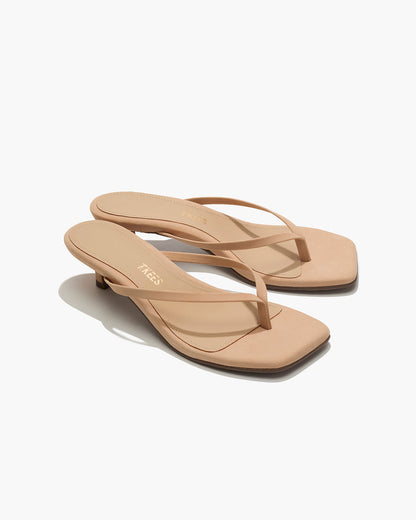 Square Toe Julia Suede Flip Flops in Sunkissed - TKEES