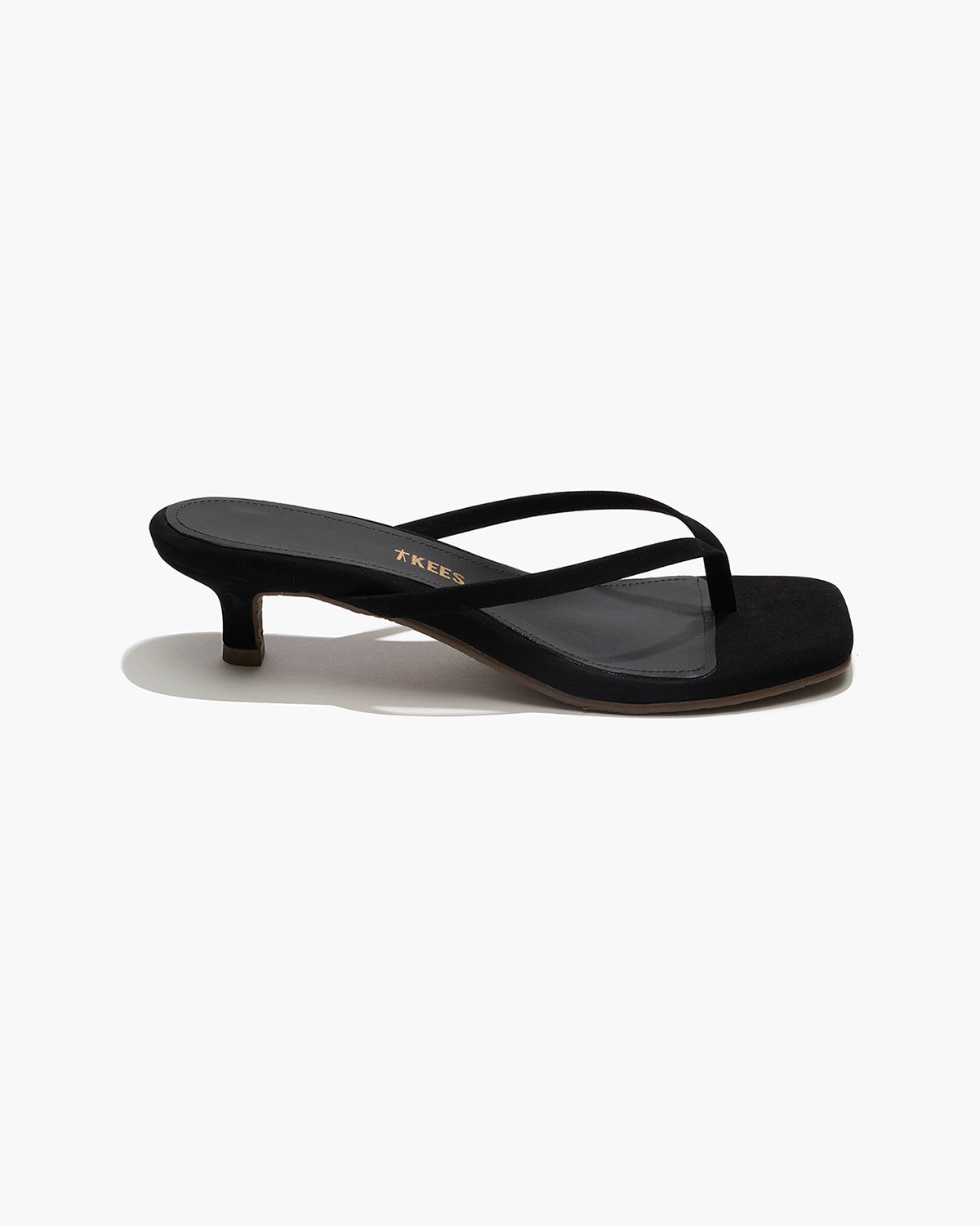Square Toe Julia Suede Flip Flops in Sable - TKEES