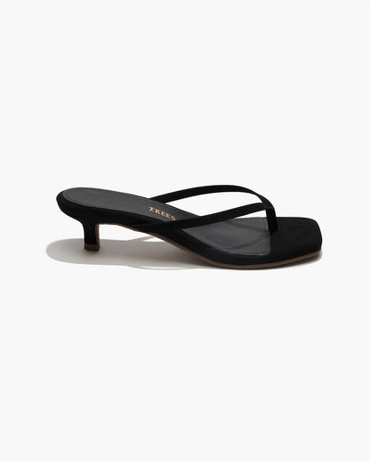 Square Toe Julia Suede Flip Flops in Sable - TKEES