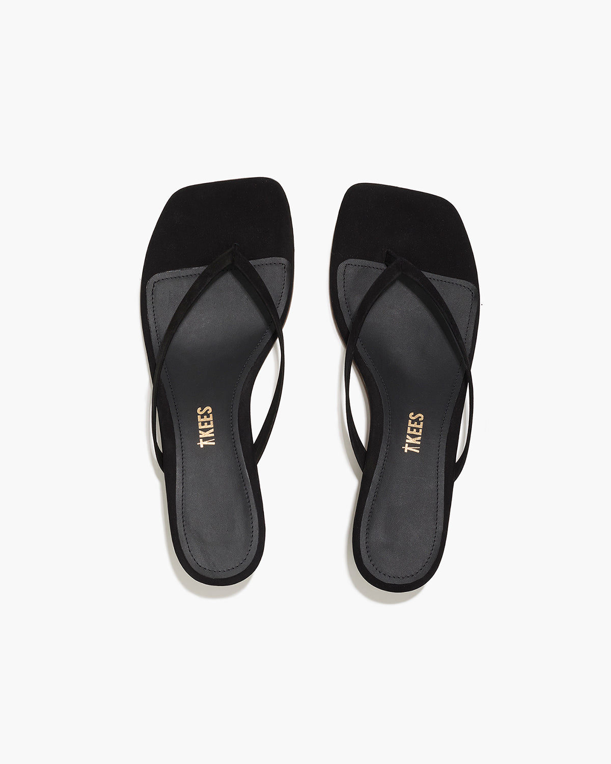 Square Toe Julia Suede Flip Flops in Sable - TKEES