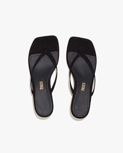 Square Toe Julia Suede Flip Flops in Sable - TKEES