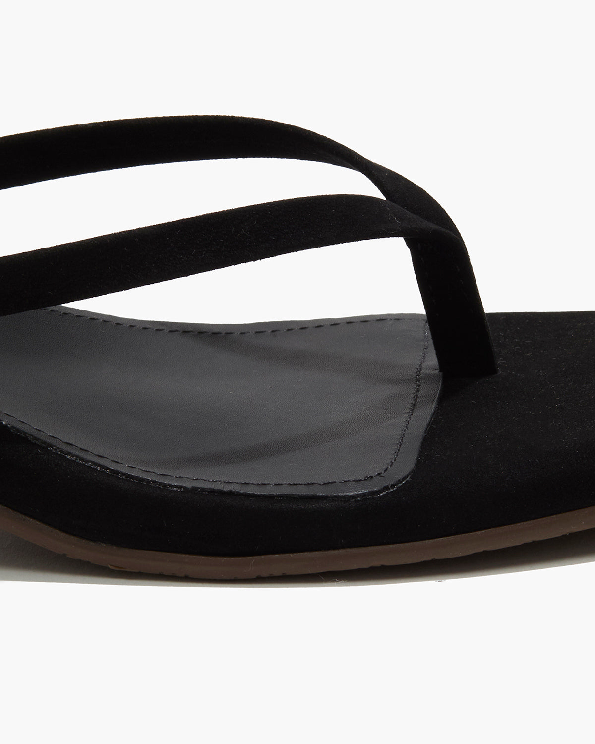 Square Toe Julia Suede Flip Flops in Sable - TKEES
