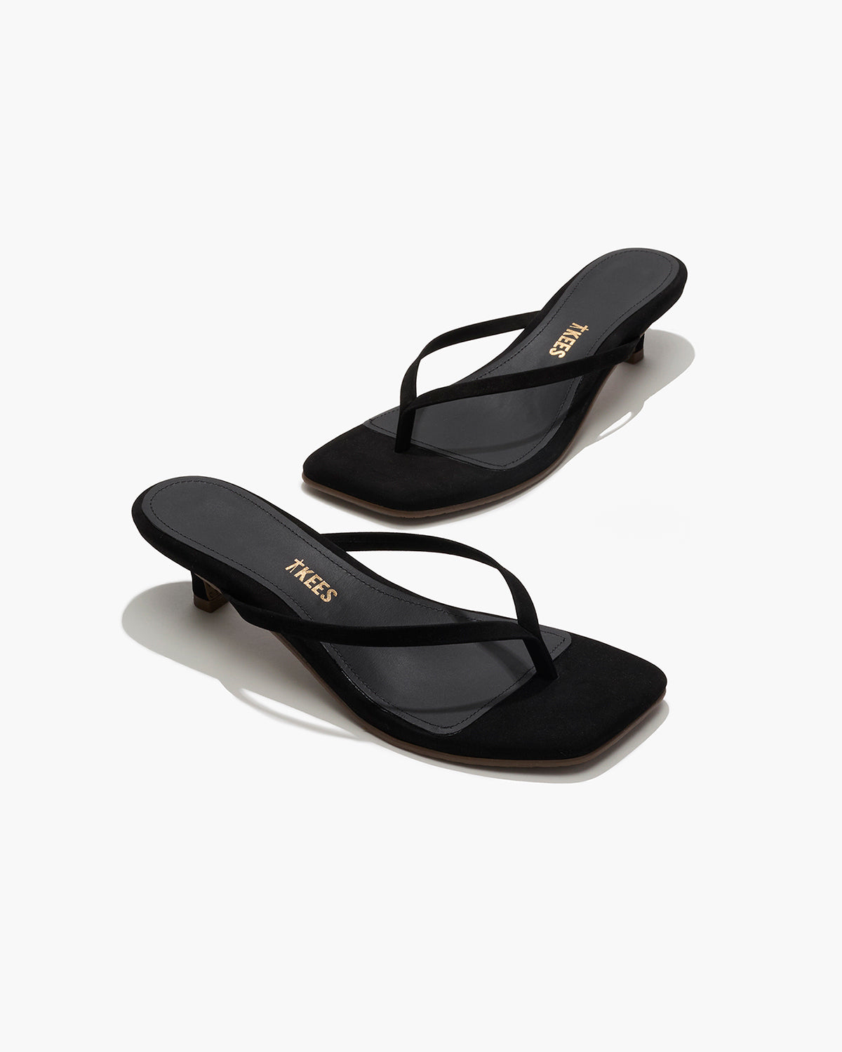Square Toe Julia Suede Flip Flops in Sable - TKEES