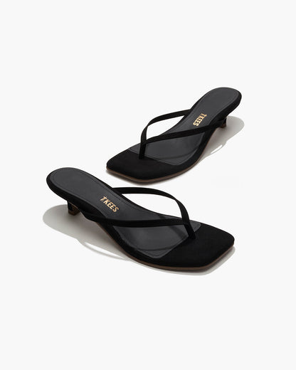 Square Toe Julia Suede Flip Flops in Sable - TKEES