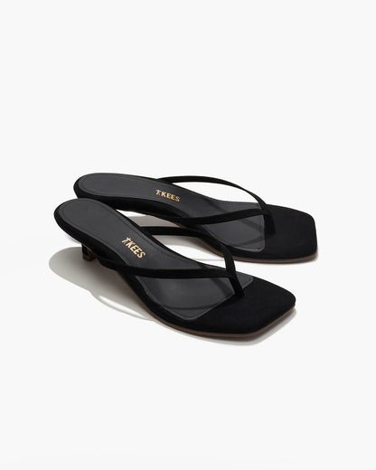 Square Toe Julia Suede Flip Flops in Sable - TKEES